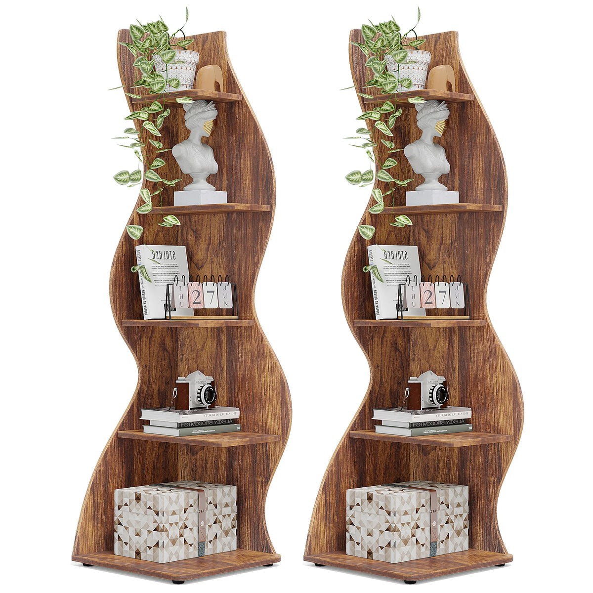 Tribesigns Modern Corner Shelf Bookcase Storage Rack