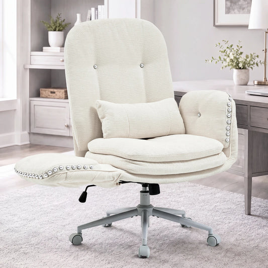 TCGBKAF Criss Cross Office Chair with Flip Armrests Swivel Vanity Chair with Side Pockets, Ergonomic Cross Legged Office Chair with Wheels, Computer Desk Chair for Home&Office