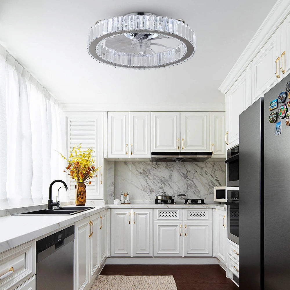 GreeLustr Led Ceiling Fan Lamp With Remote Control Living Room Lighting Crystal Chandeliers Decoration Home Luxury Hanging Light