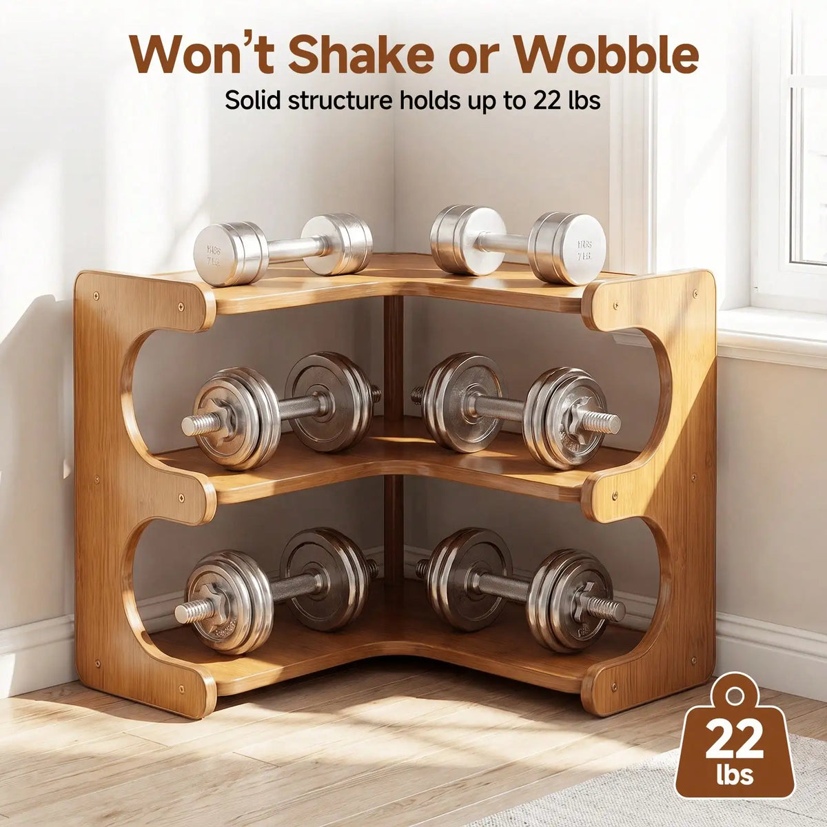 Freestanding Wood Corner Organizer Shelf Multi Tier Storage Rack