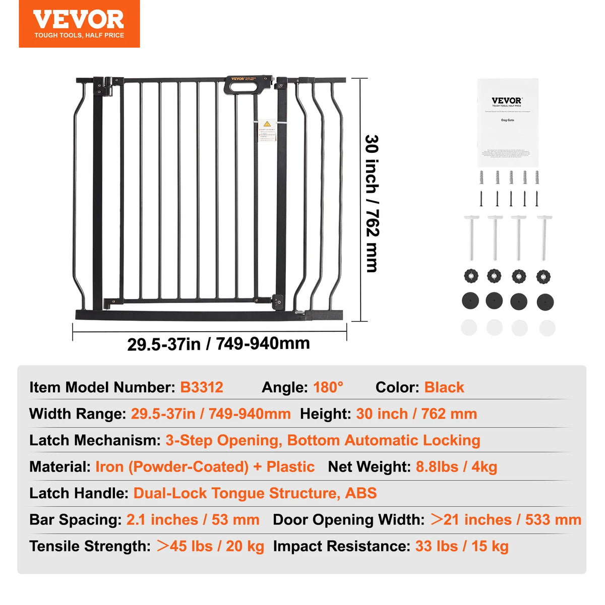 SucceBuy Secure Pressure Mount Walk Through Baby And Dog Gate