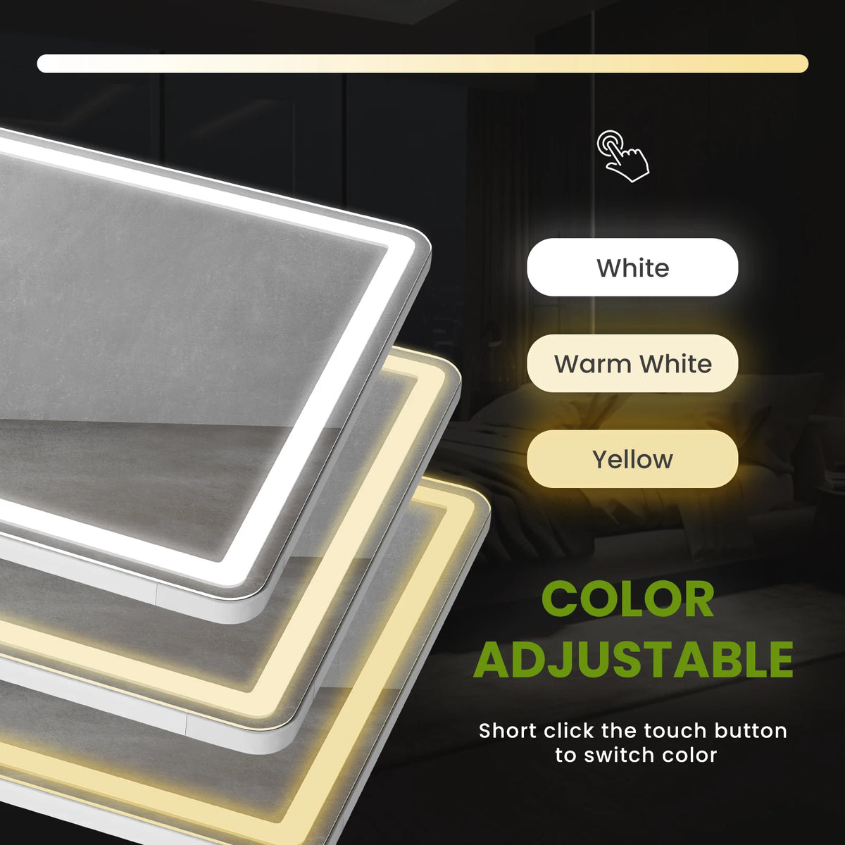 JHK Modern Full Length Mirror With Aluminum Frame And Stand