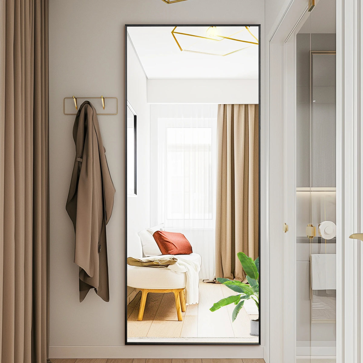MCQ Modern Aluminum Arched Full Length Wall Mounted Standing Mirror