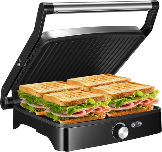 OSTBA Panini Press Grill With Adjustable Temperature And Drip Tray