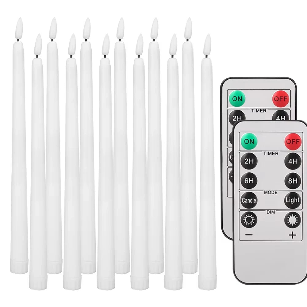 LED Flameless Taper Candles With Remote Flickering Battery Operated
