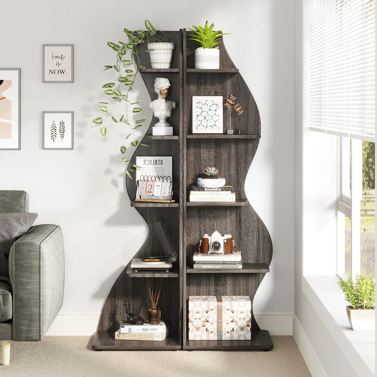 Tribesigns Modern Corner Shelf Bookcase Storage Rack