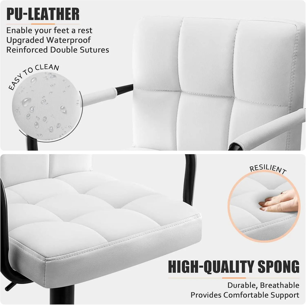 HURACAN Swivel Adjustable Bar Stools With Armrests And Footrests