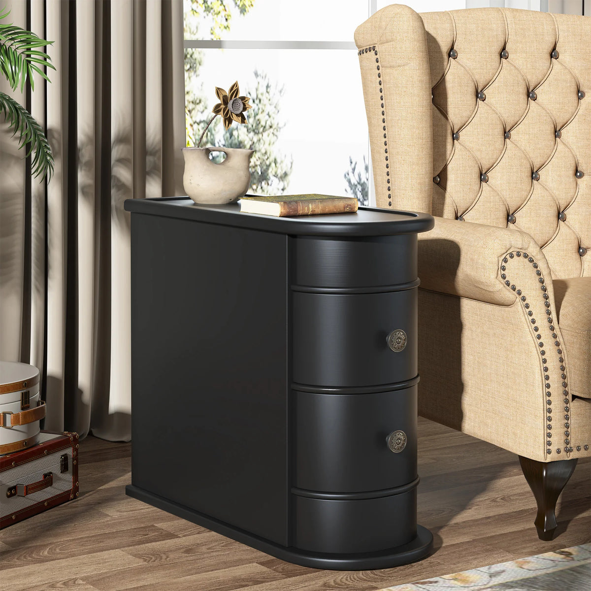 Tribesigns Modern Wooden End Table With Drawer For Sofa