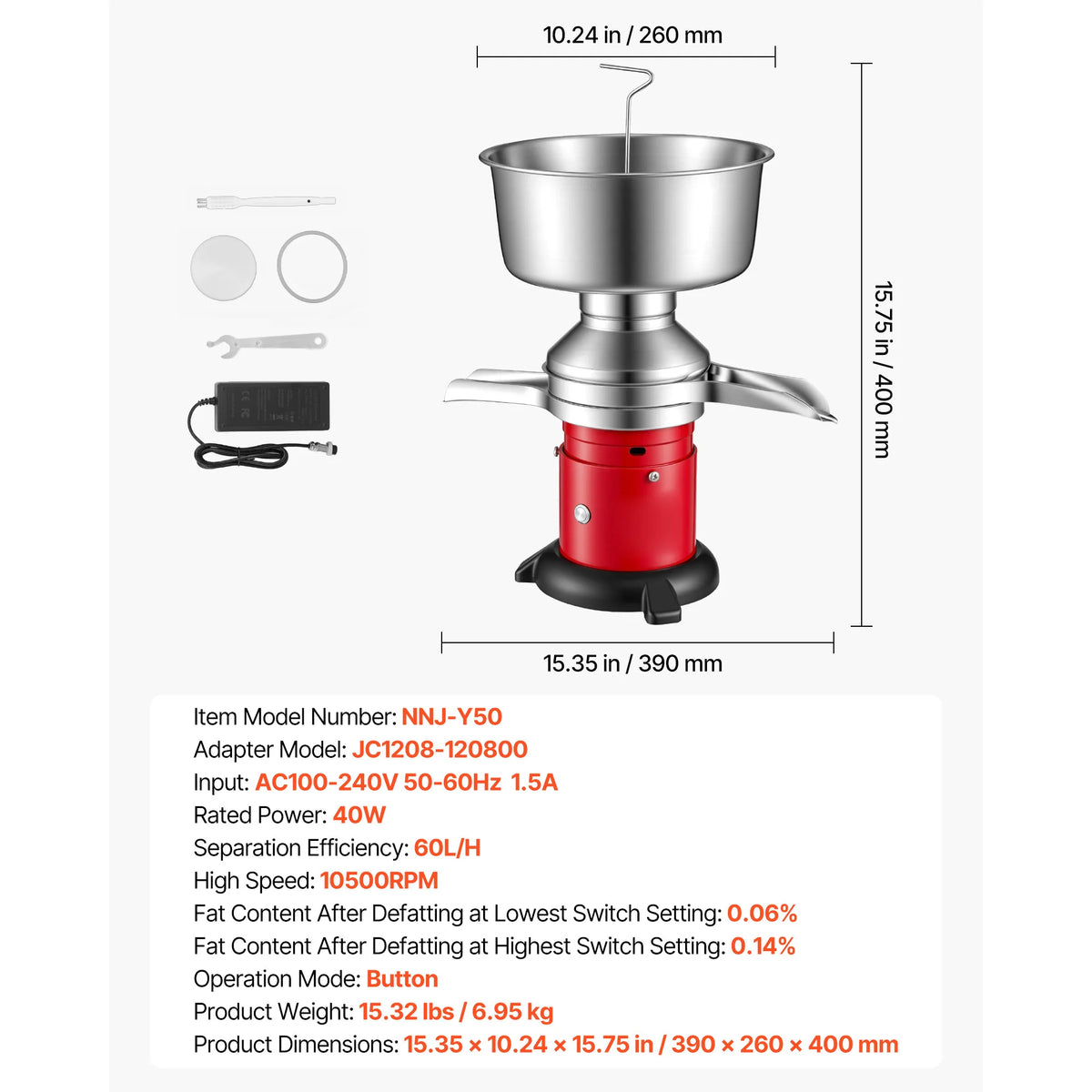 SucceBuy Electric Milk Cream Separator Machine Stainless Steel