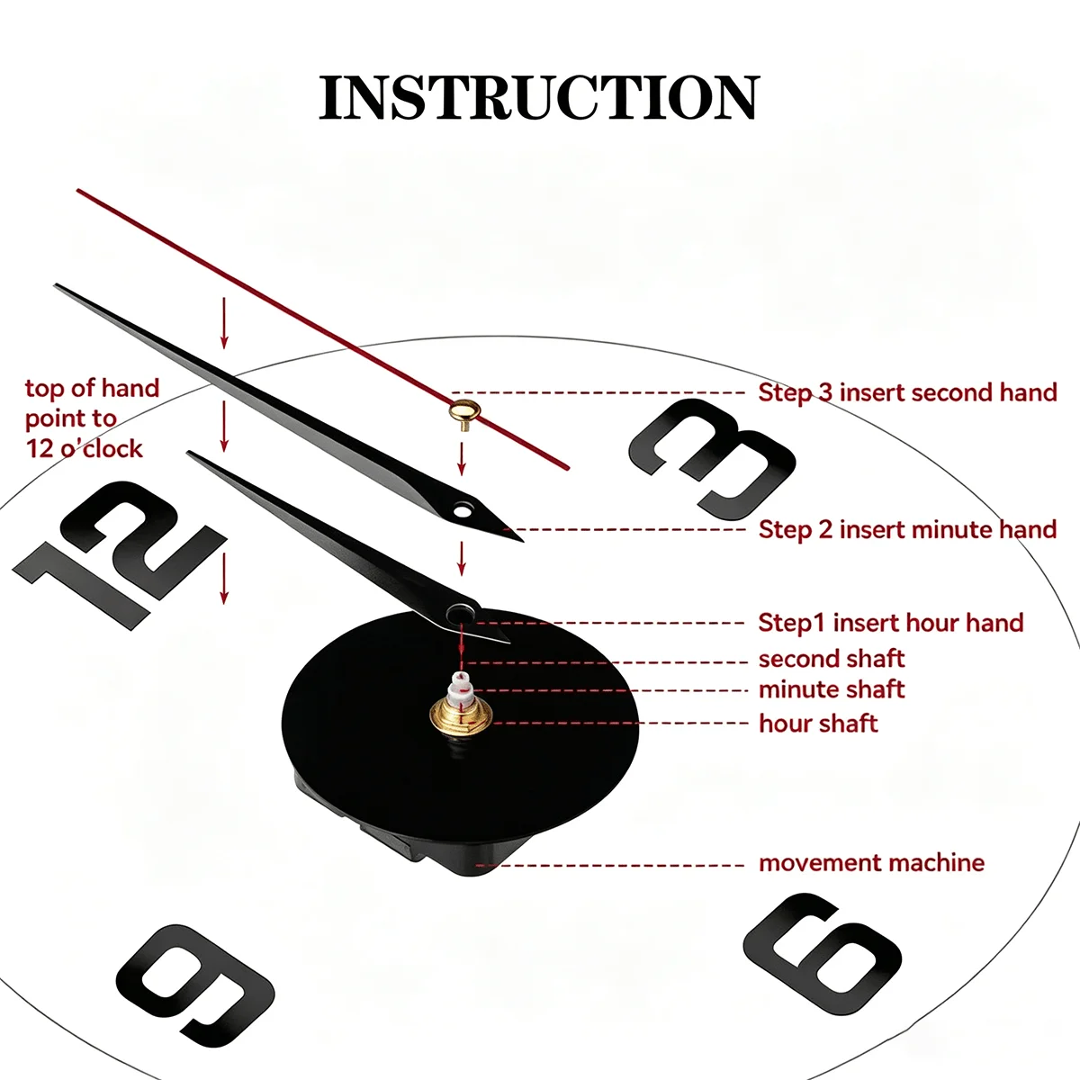 Glow In The Dark DIY Mirror Wall Clock Sticker Decor