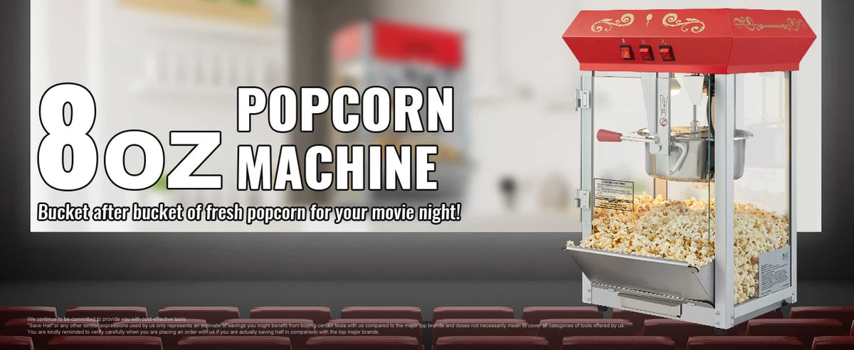 SucceBuy Popcorn Maker Popcorn Popper Machine 8 Oz 12 Oz Kettle Makes 48 or 80 Cups per Batch Countertop Popcorn Maker