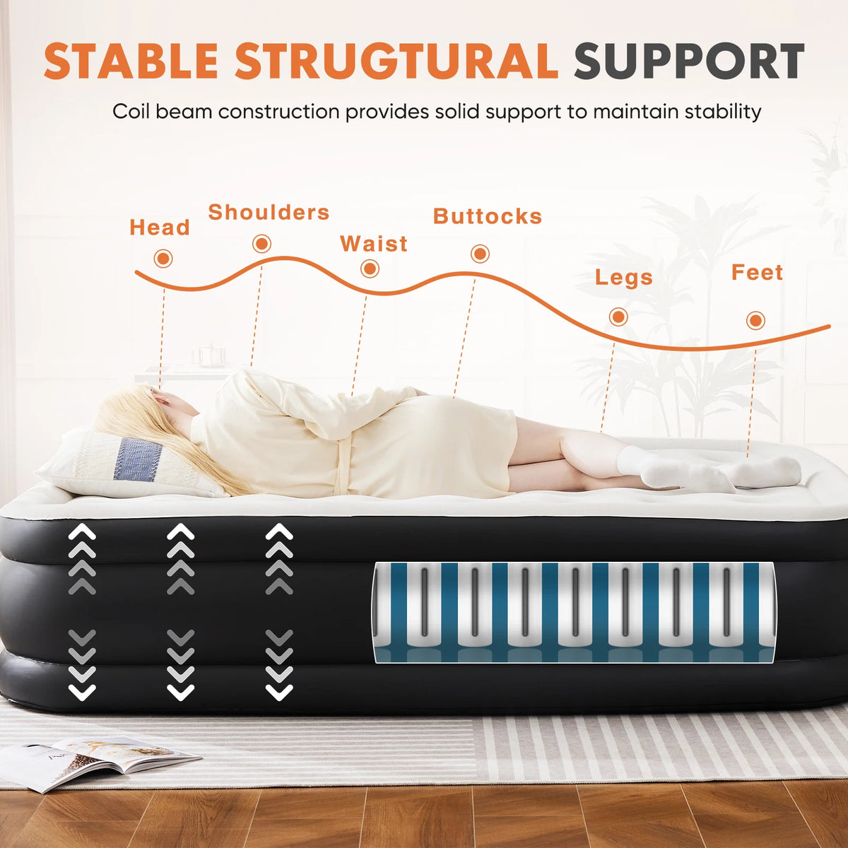 MCQ Inflatable Air Mattress With Built In Pump For Camping