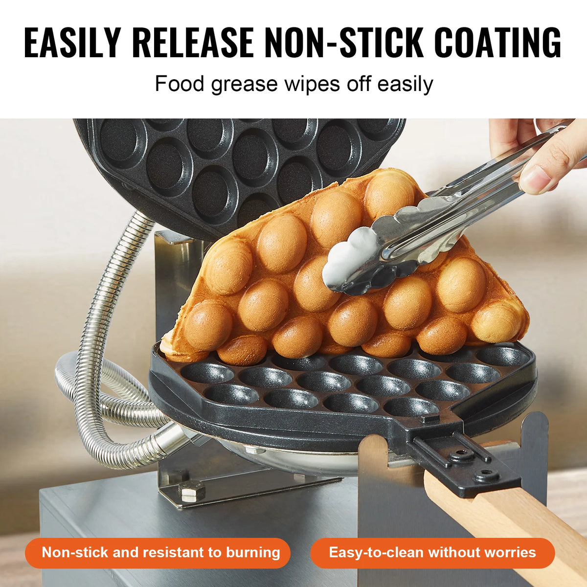 SucceBuy Commercial Bubble Waffle Maker With Nonstick Rotatable Plates