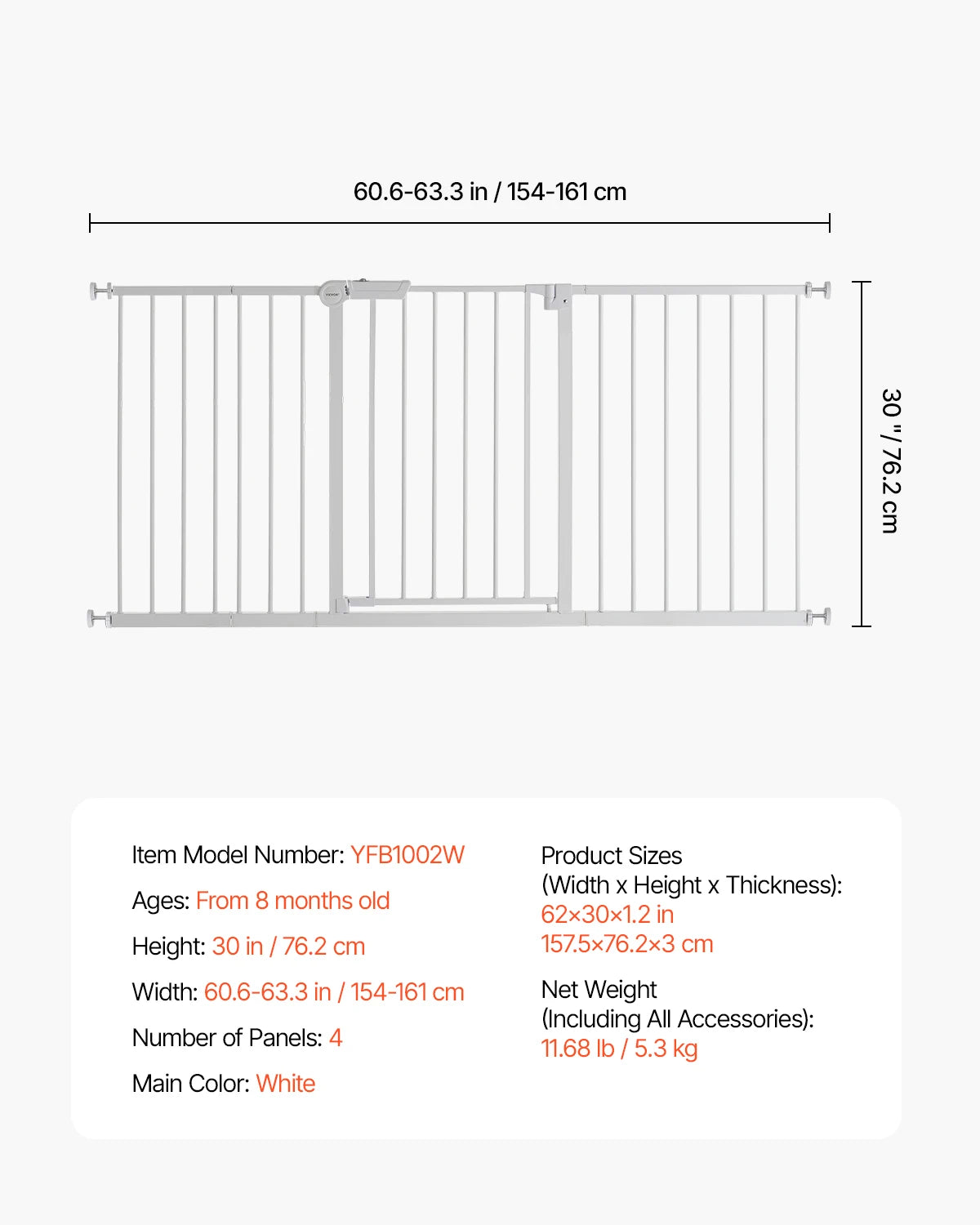 SucceBuy Secure Pressure Mount Walk Through Baby And Dog Gate