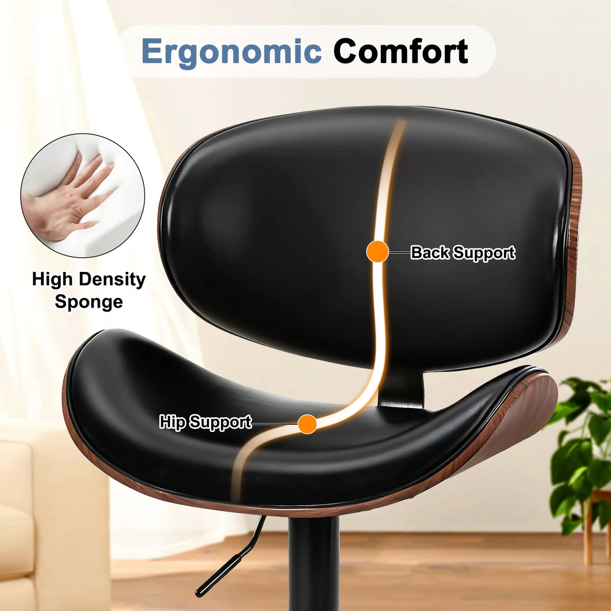 MCQ Set Of Two Counter Height Swivel Office Chair With Footrest