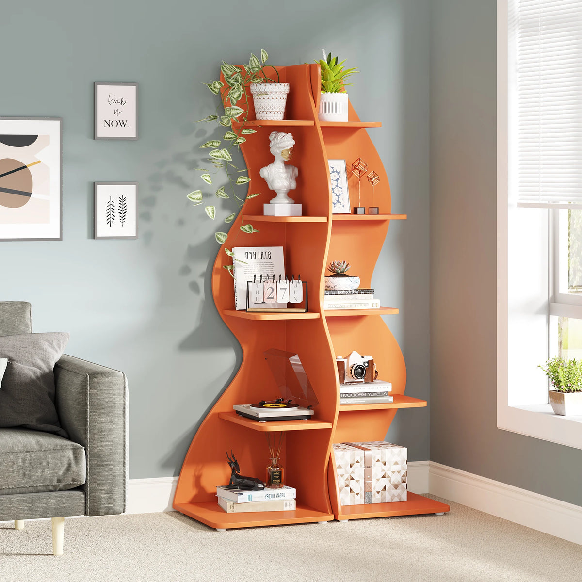 Tribesigns Modern Corner Shelf Bookcase Storage Rack