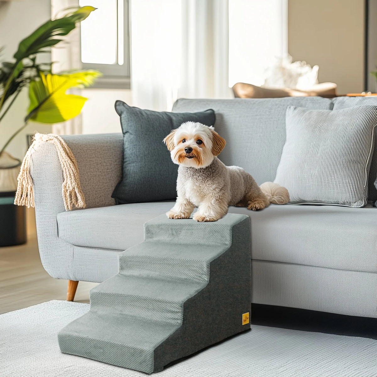 Ergonomic Pet Stairs Ramp With Washable Cover For Small Dogs