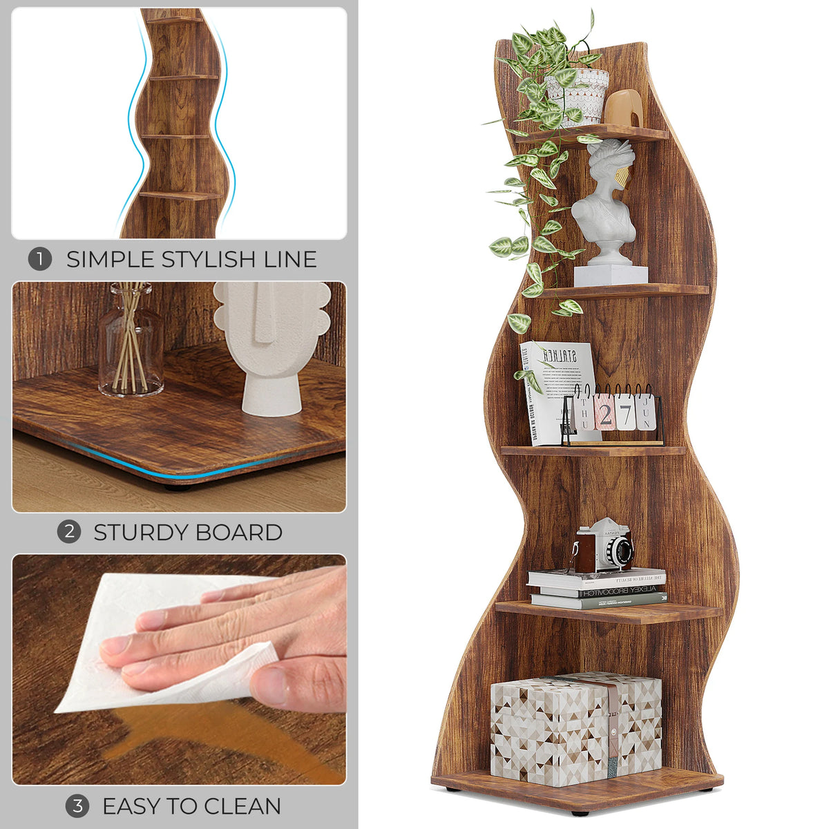 Tribesigns Modern Corner Shelf Bookcase Storage Rack