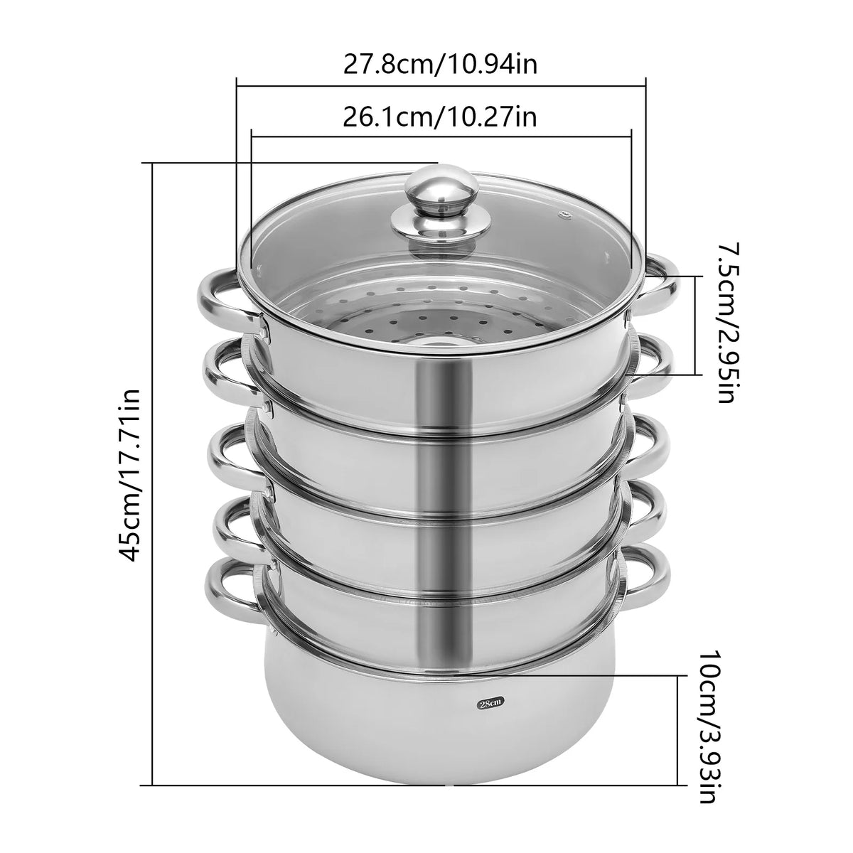 Five Layer Stainless Steel Multifunctional Kitchen Steamer for Cooking