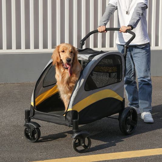 Foldable Breathable Four Wheel Pet Stroller For Travel Dogs