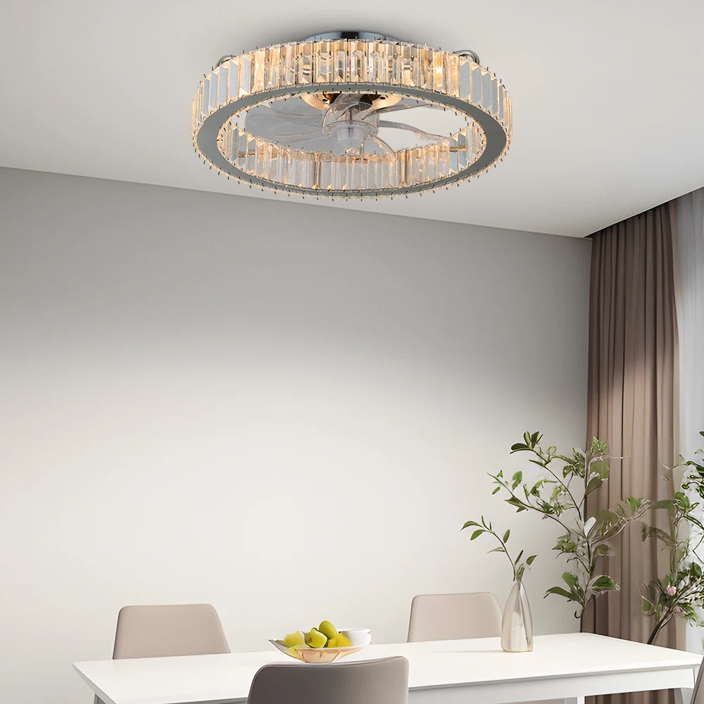 GreeLustr Led Ceiling Fan Lamp With Remote Control Living Room Lighting Crystal Chandeliers Decoration Home Luxury Hanging Light