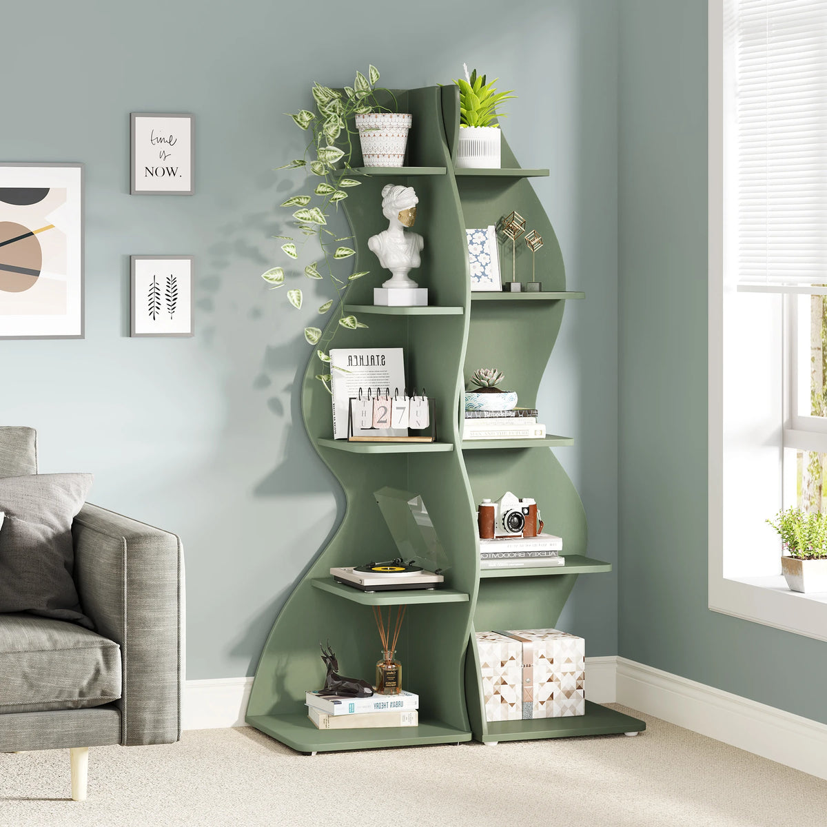 Tribesigns Modern Corner Shelf Bookcase Storage Rack