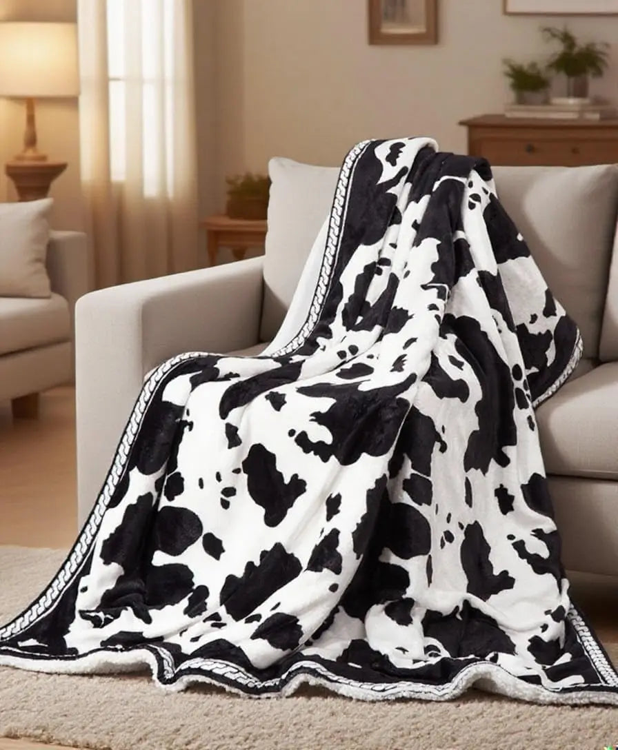 HiMISS Cow Print Heated Electric Blanket With LCD Controller