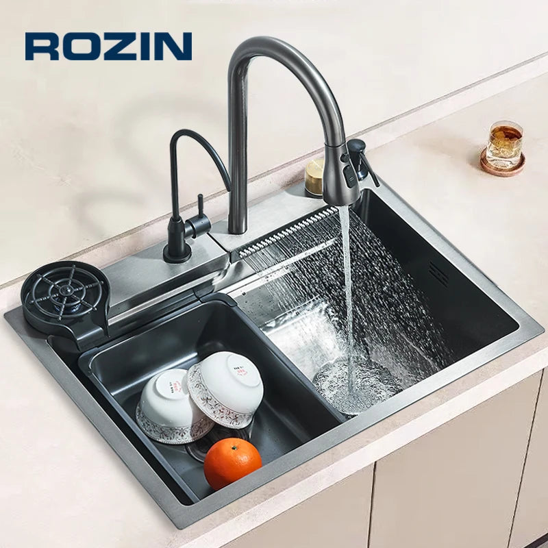 Rozin 304 Stainless Steel Kitchen Sink With Pull Out Faucet