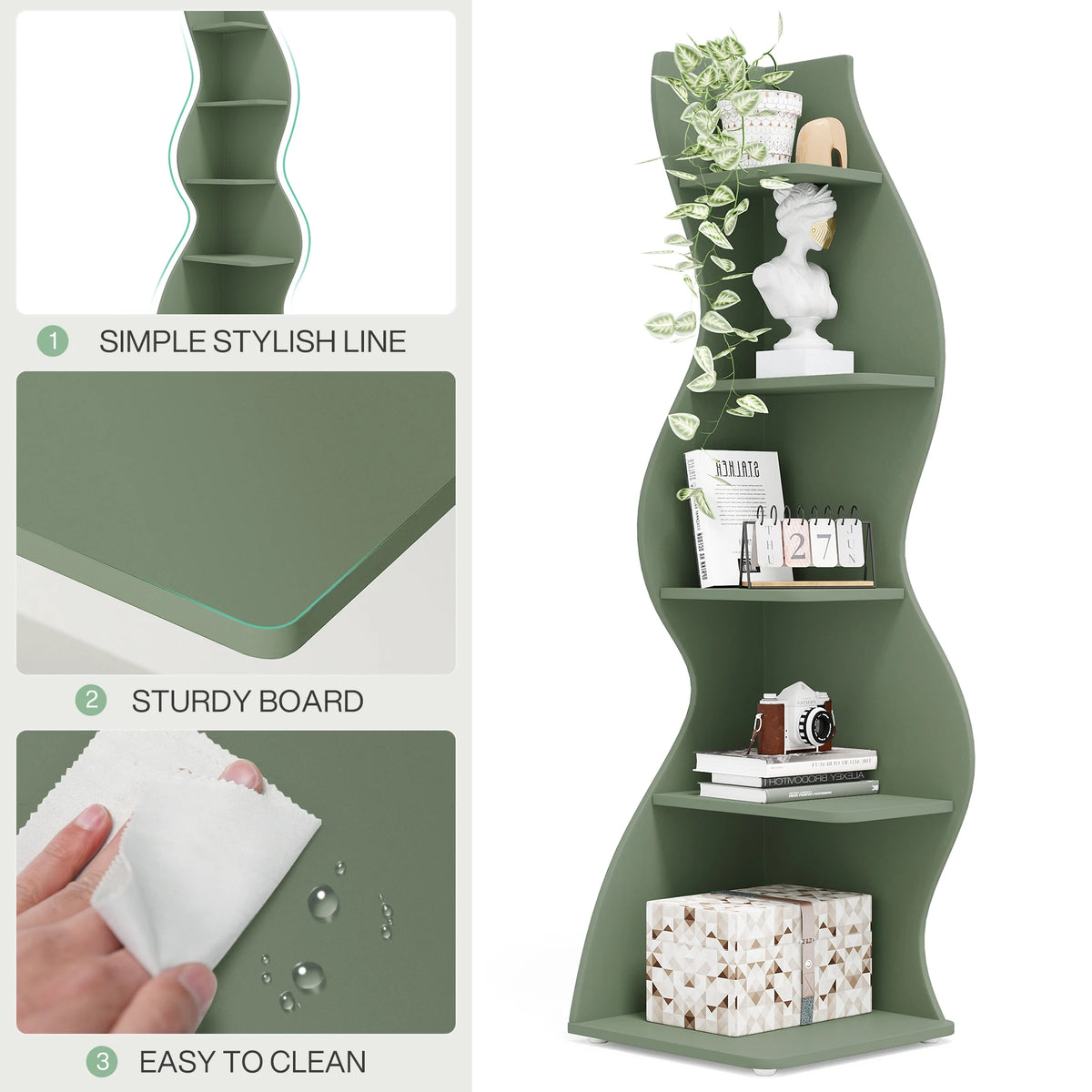 Tribesigns Modern Corner Shelf Bookcase Storage Rack