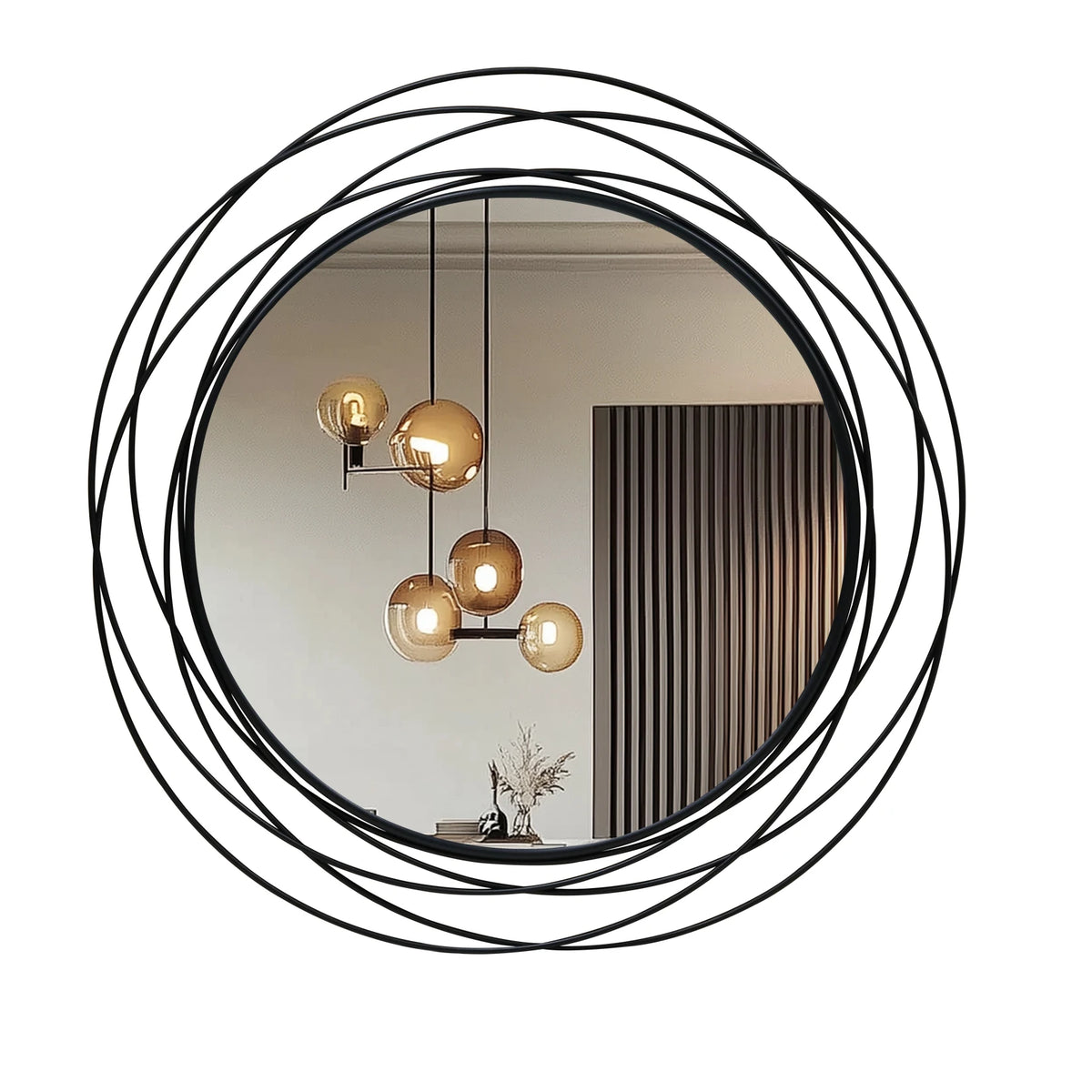 LUVODI Round Decorative Wall Mirror With Iron Wire Frame Modern Accent
