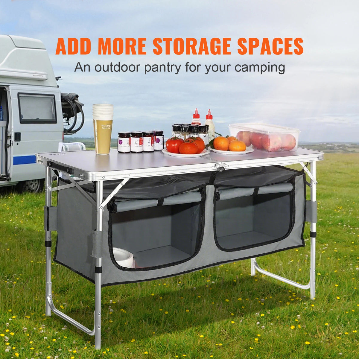 SucceBuy Folding Camping Kitchen Table For Outdoor Cooking