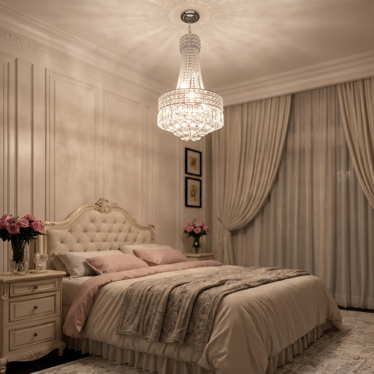 Modern Round Crystal Dimmable Chandelier For Dining Room Lighting