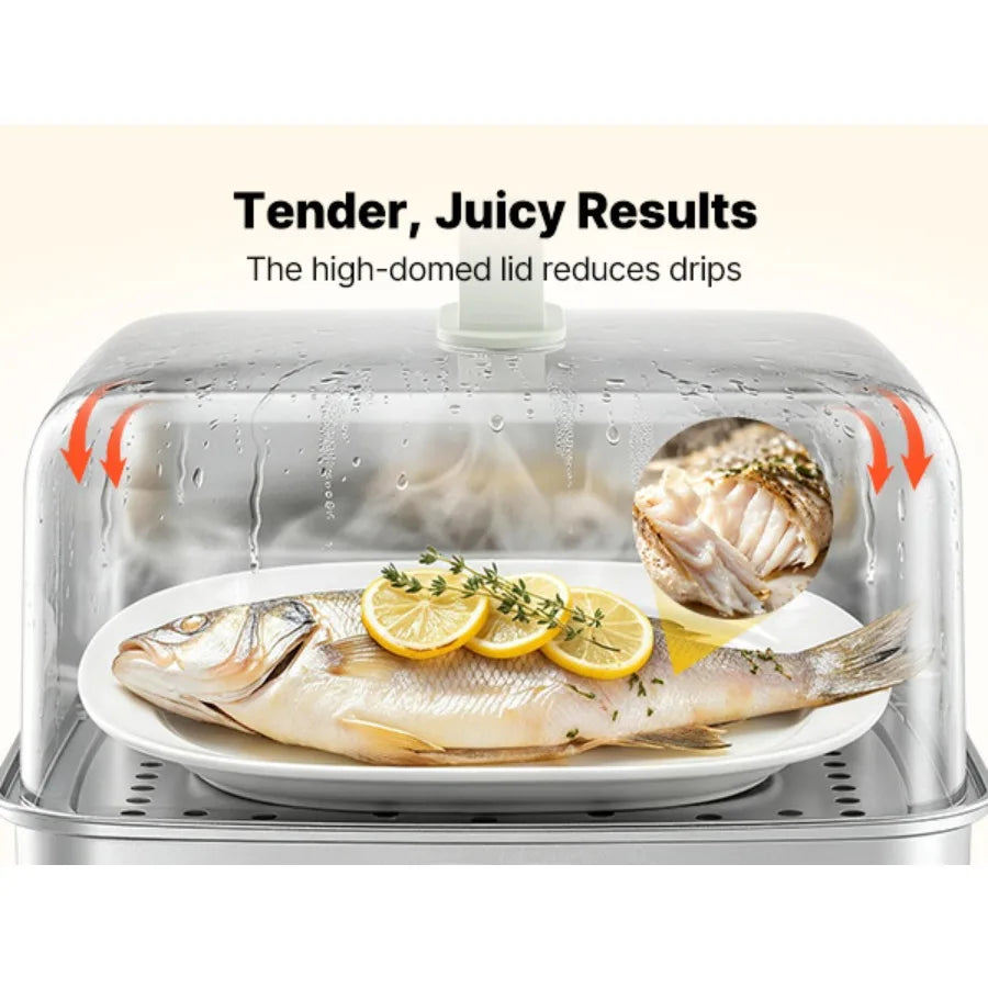 Electric Food Steamer With Two Tiers And Nine Cooking Programs