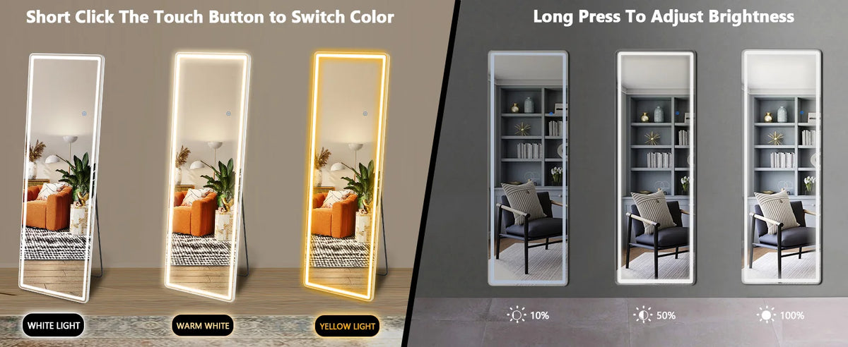 JHK Modern Full Length Mirror With Aluminum Frame And Stand