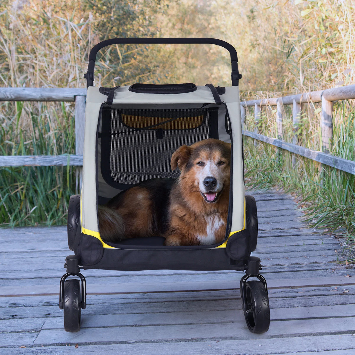 Foldable Breathable Four Wheel Pet Stroller For Travel Dogs