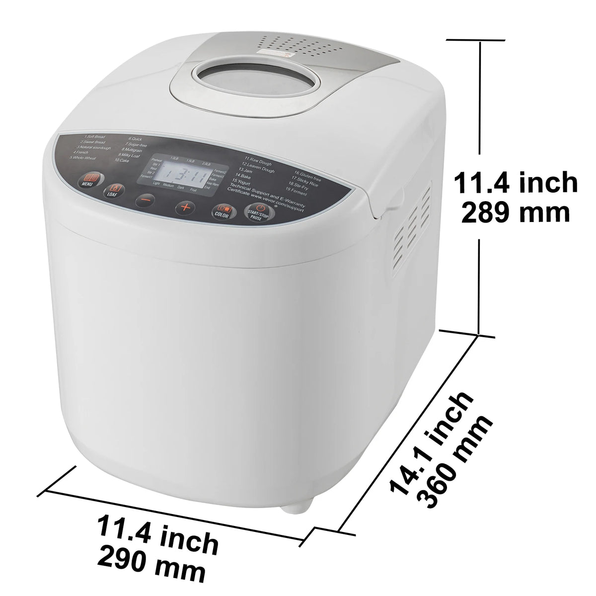VEVOR 15 In 1 Automatic Bread Maker With Gluten Free Setting