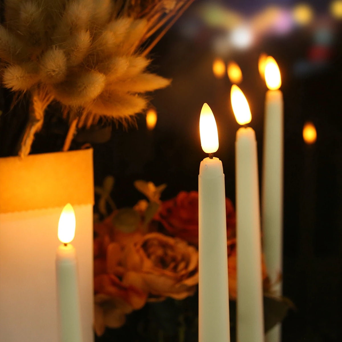 LED Flameless Taper Candles With Remote Flickering Battery Operated