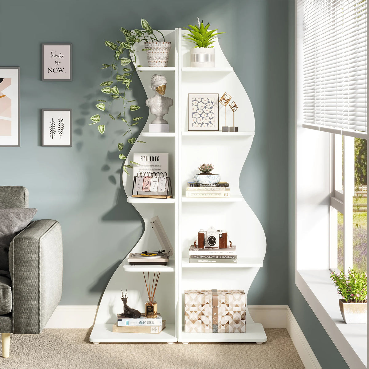 Tribesigns Modern Corner Shelf Bookcase Storage Rack