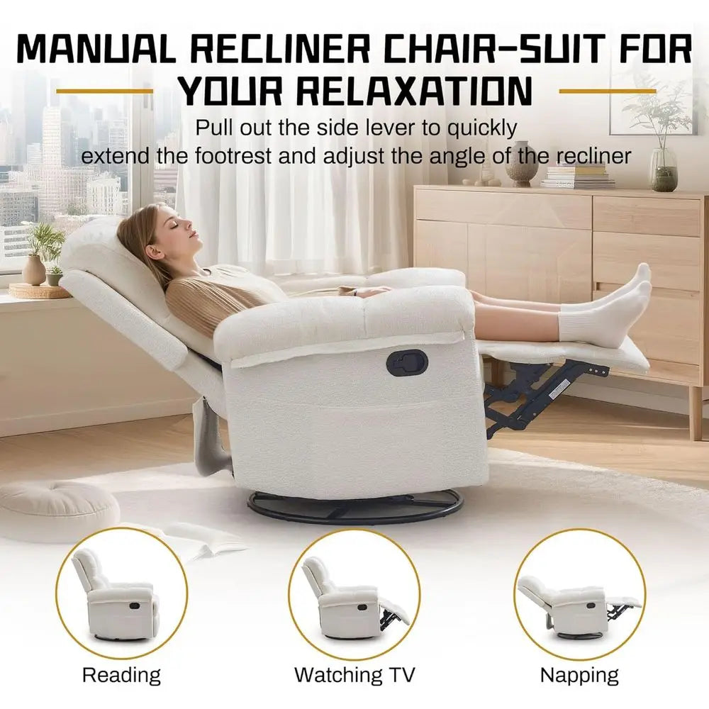 Swivel Rocker Recliner Chair for Adults in Small Spaces