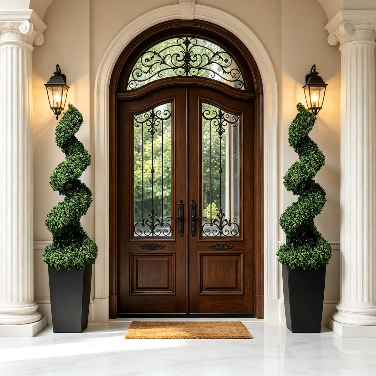 Olitree Artificial Boxwood Spiral Topiary With Planter For Home Decor