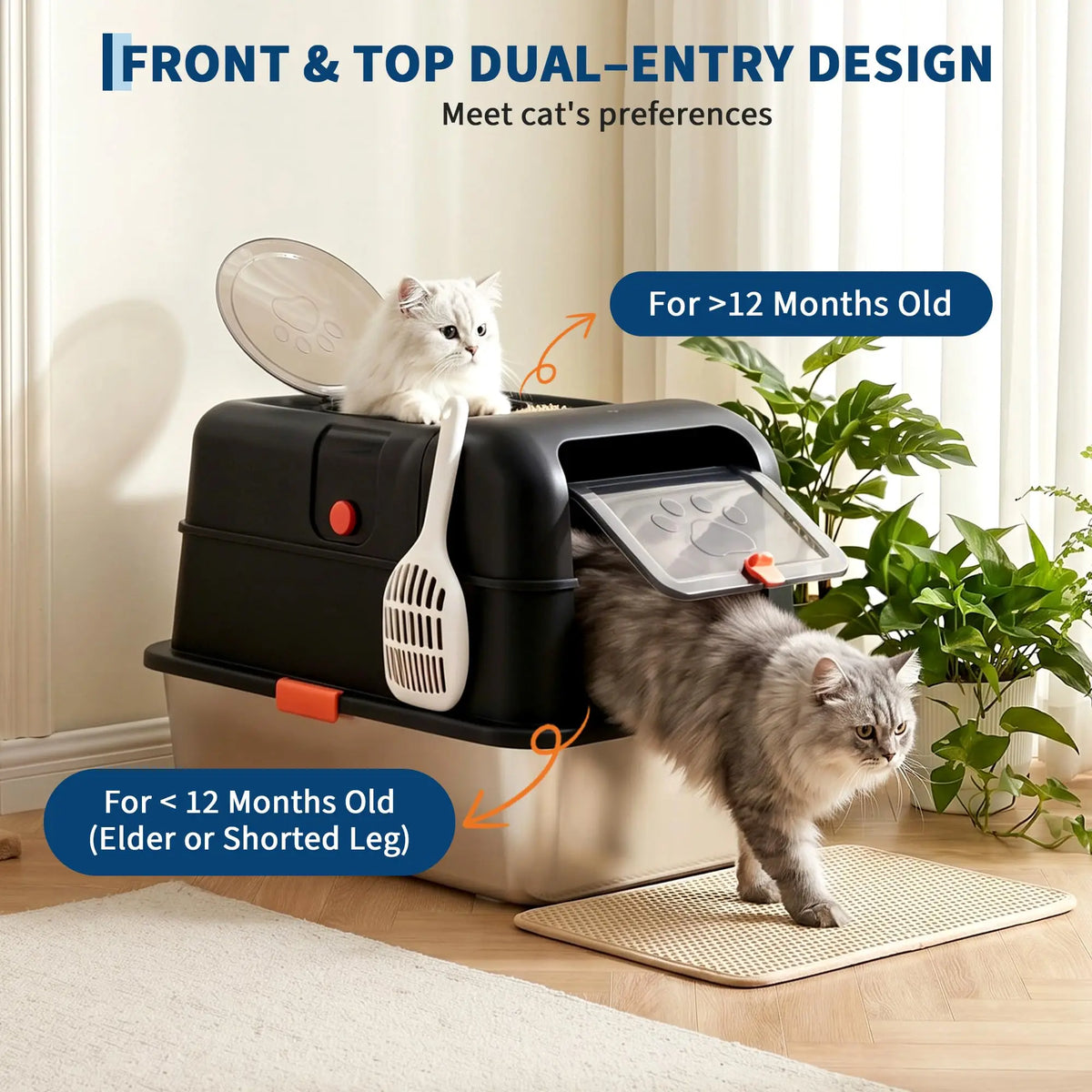 Studyset Enclosed Stainless Steel Dog Proof Cat Litter Box