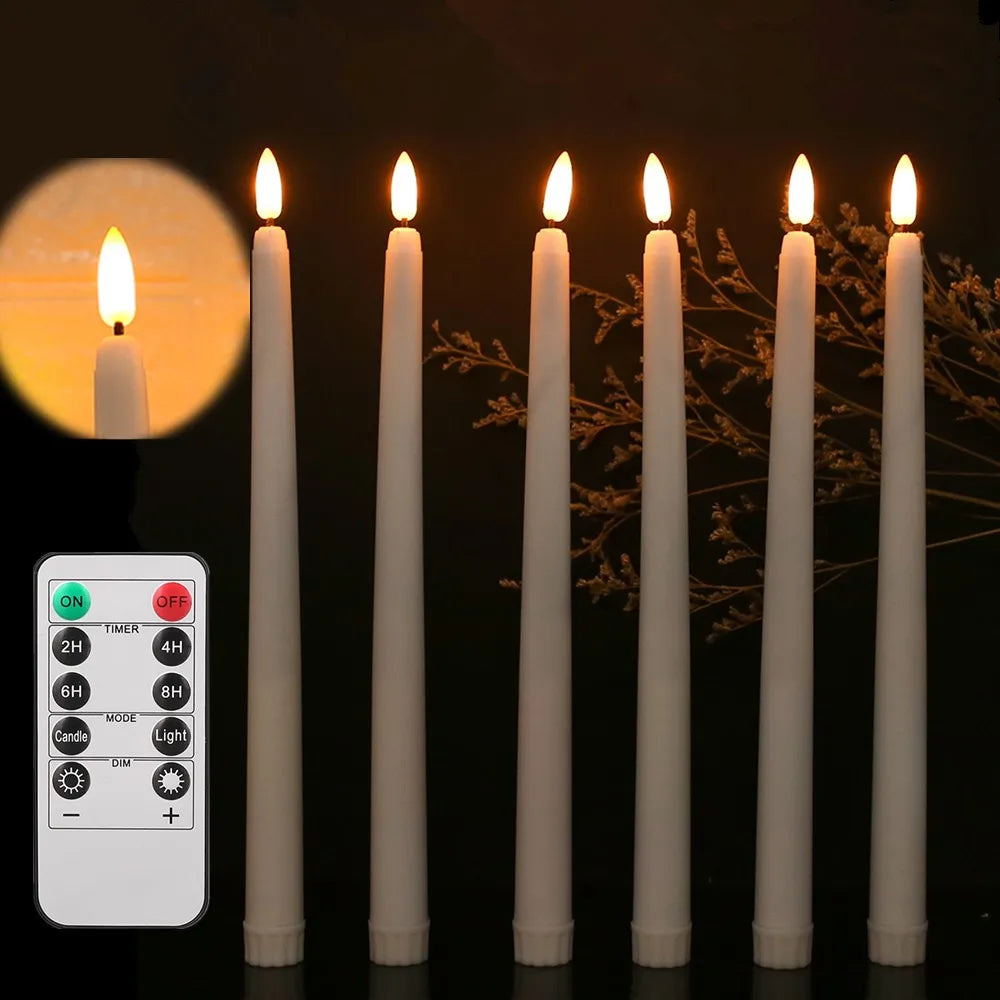 LED Flameless Taper Candles With Remote Flickering Battery Operated