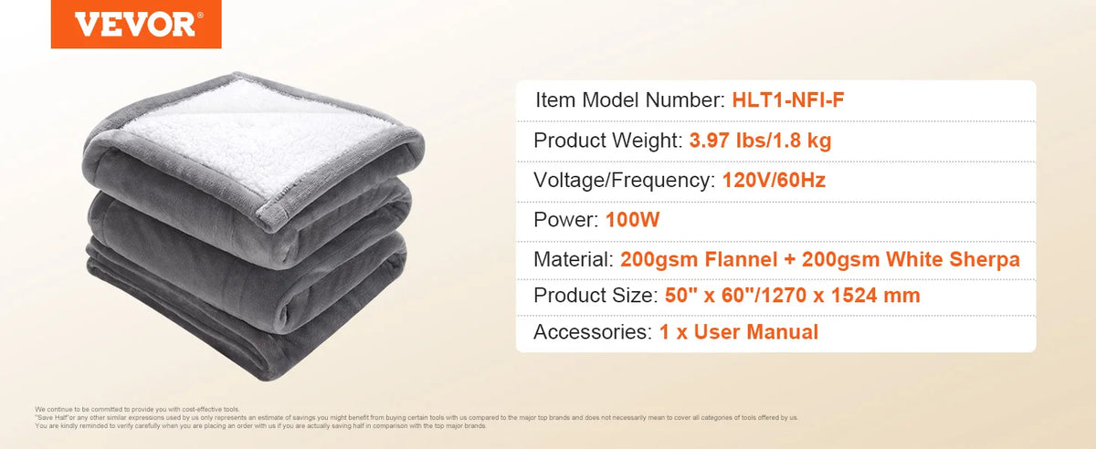 SucceBuy Electric Heated Blanket With Sherpa Flannel And Timer