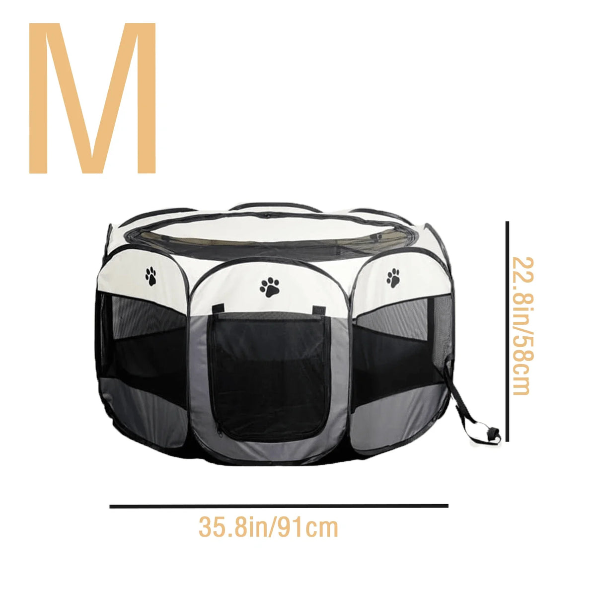 Portable Foldable Pet Tent Octagonal Waterproof Cat Dog Rabbit Fence With Removable Awning
