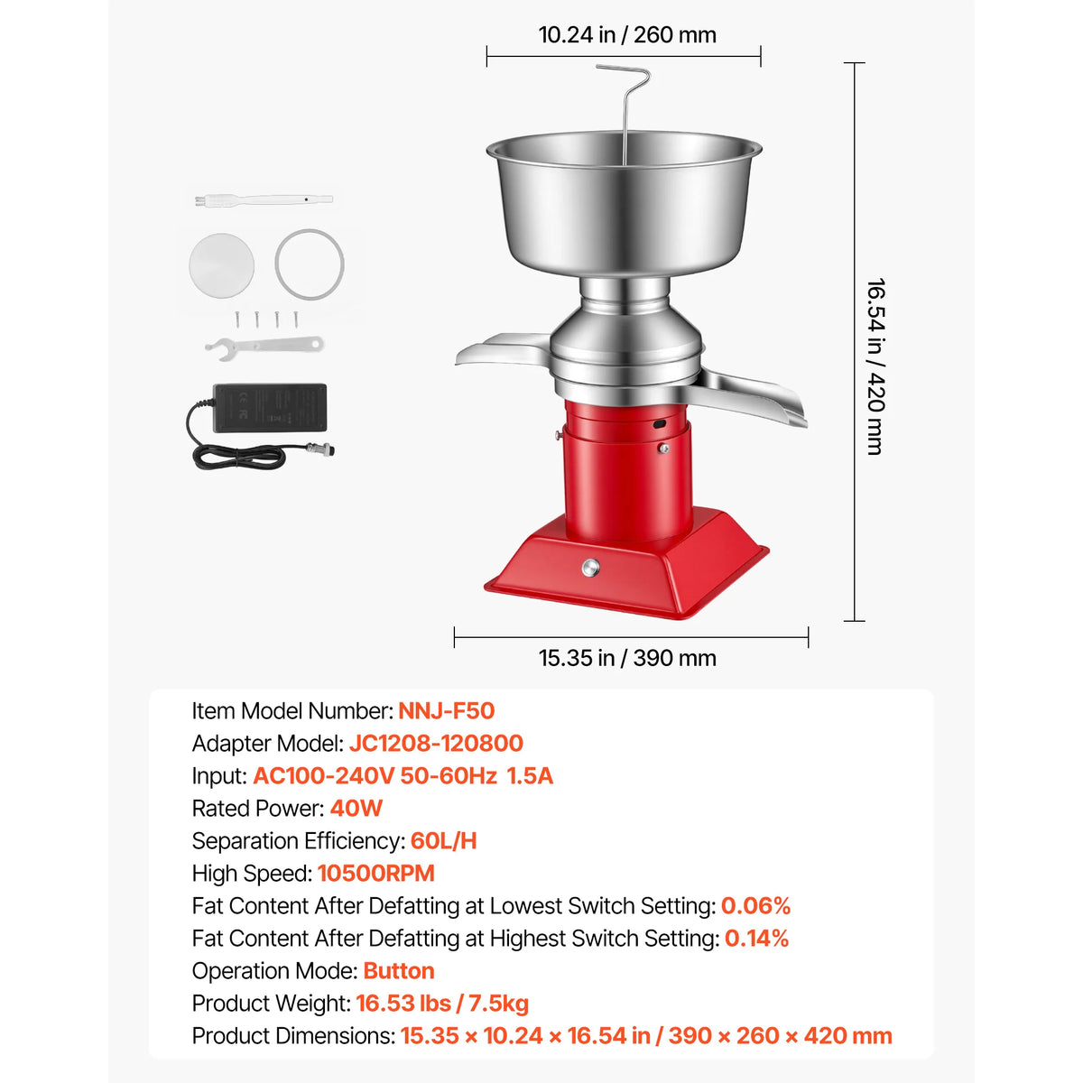 SucceBuy Electric Milk Cream Separator Machine Stainless Steel