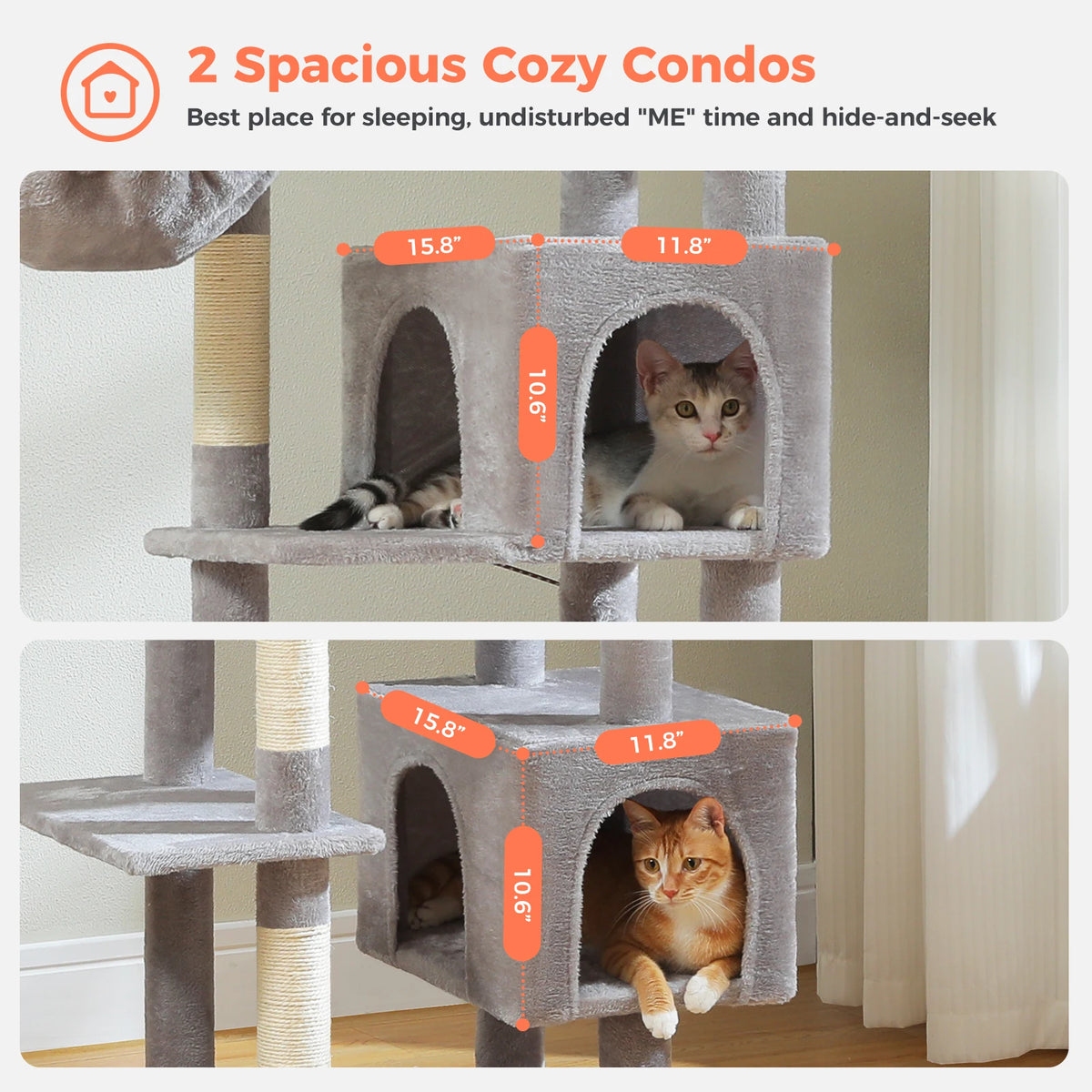 Tall Cat Tree for Indoor Cats Big Cat Tower with Super Large Hammock Cat Climbing Tree with Scratching Posts Condo House Black