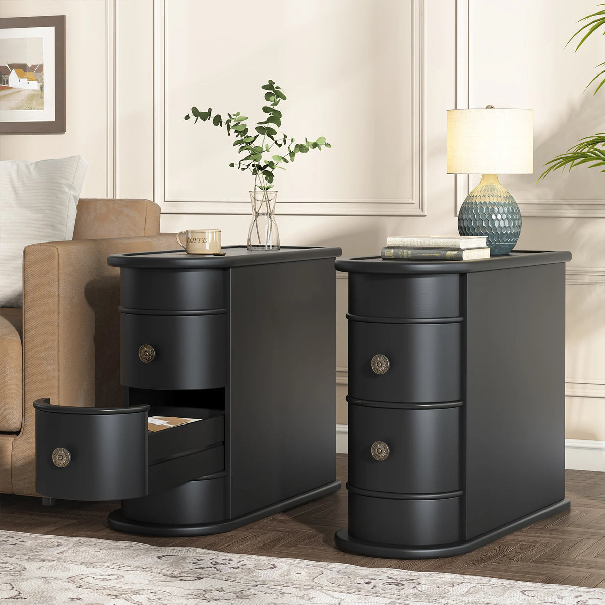 Tribesigns Modern Wooden End Table With Drawer For Sofa