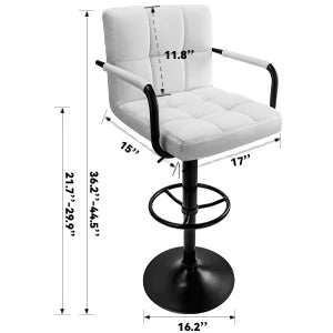 HURACAN Swivel Adjustable Bar Stools With Armrests And Footrests