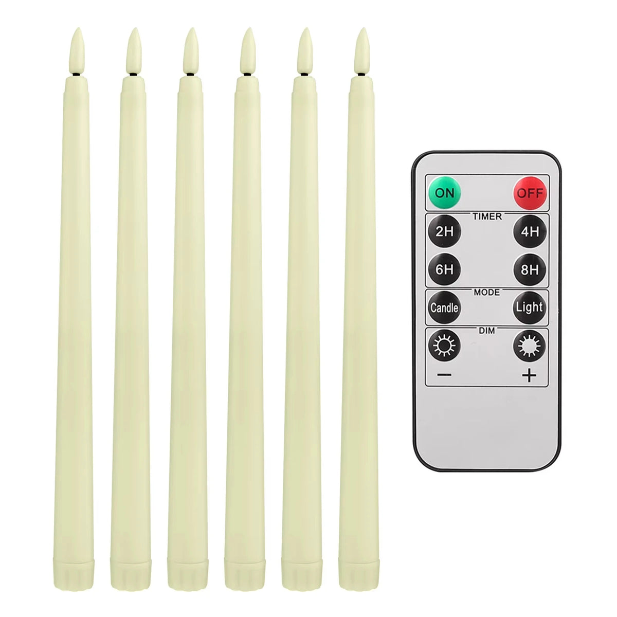 LED Flameless Taper Candles With Remote Flickering Battery Operated