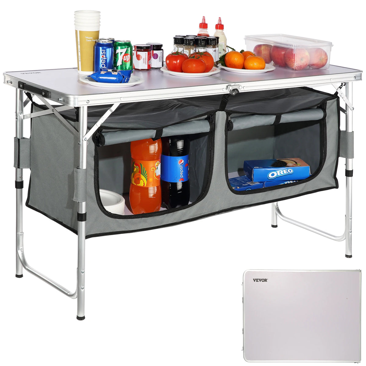 SucceBuy Folding Camping Kitchen Table For Outdoor Cooking